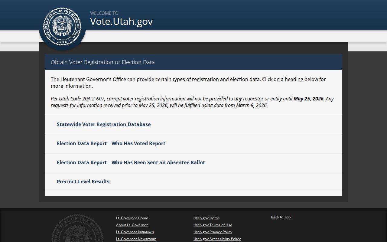 Orem voter records within the Utah statewide voter file request